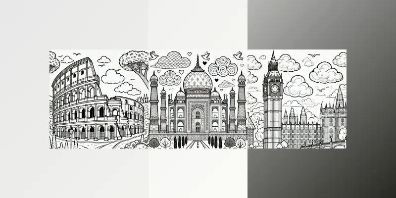 Coloring Book Famous Buildings generated by undefined