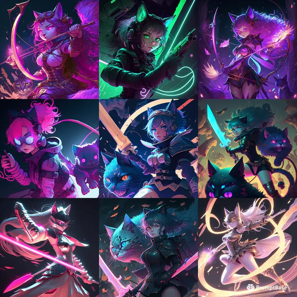 Neon Nightshade Neko Anime Girls Concepts