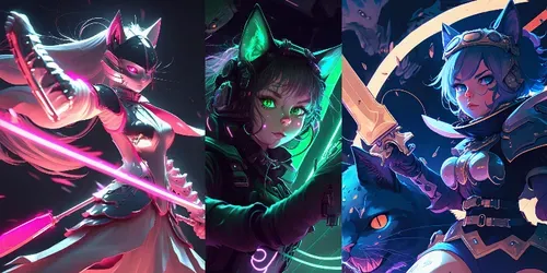 Neon Nightshade Neko Anime Girls Concepts generated by midjourney