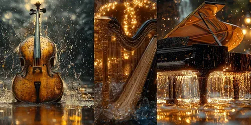 Black Gold Instrument Stock Photos generated by midjourney