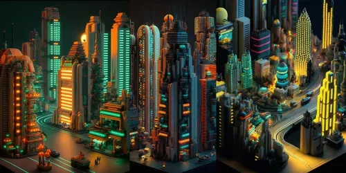 Lego Cities generated by midjourney