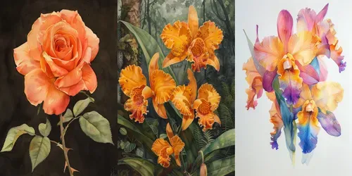 Watercolor Beautiful Flowers generated by midjourney