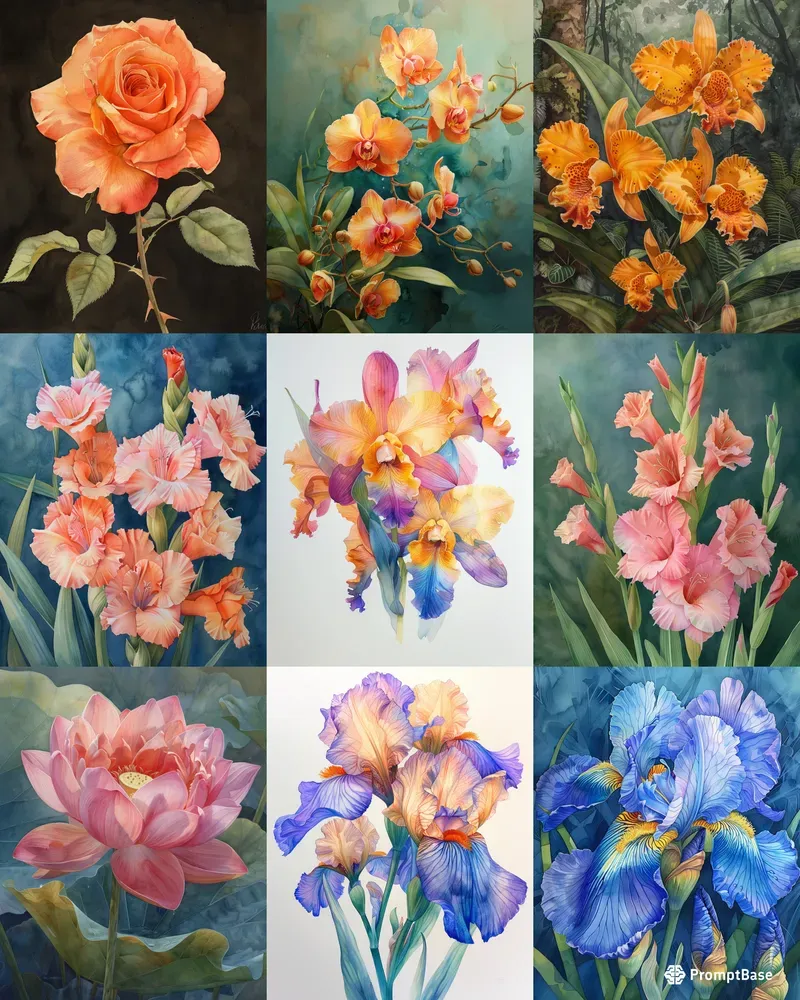 Watercolor Beautiful Flowers