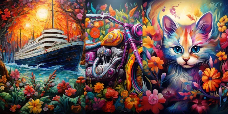 Paintings Of With Colorful Flowers generated by undefined