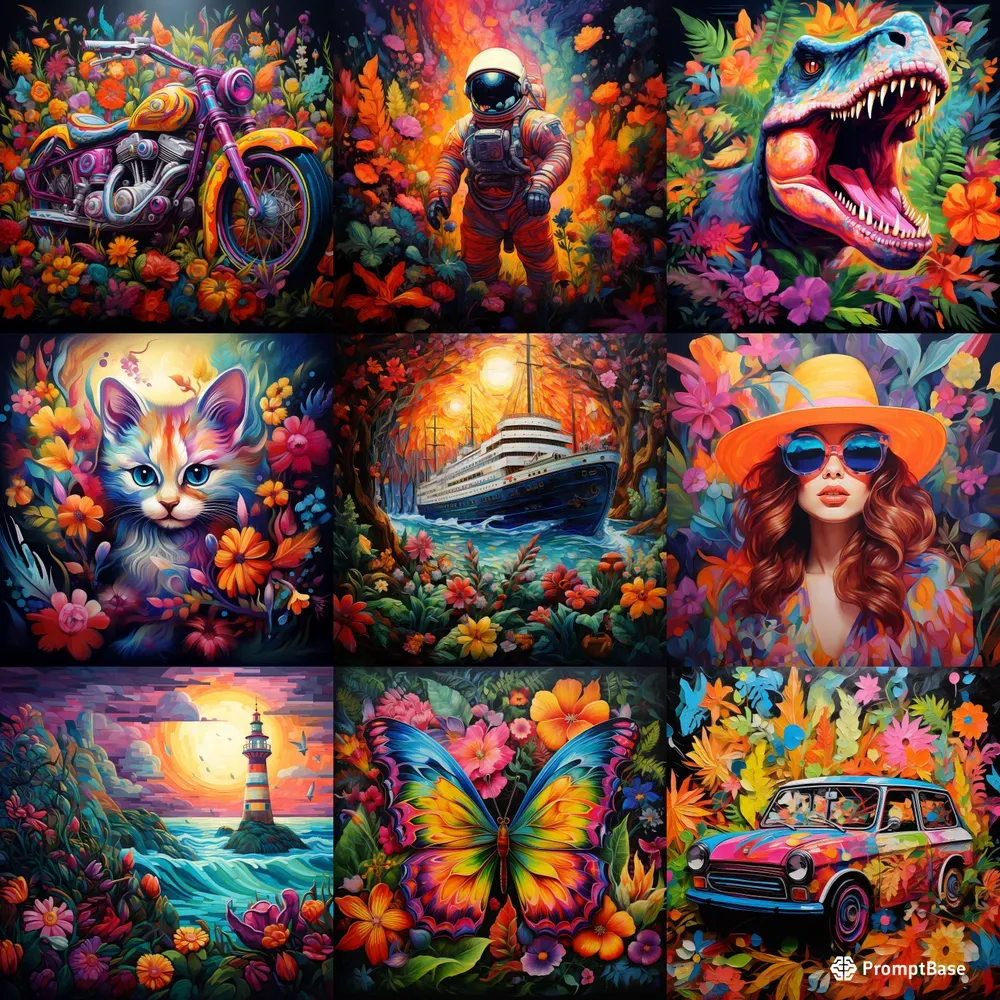 Paintings Of With Colorful Flowers