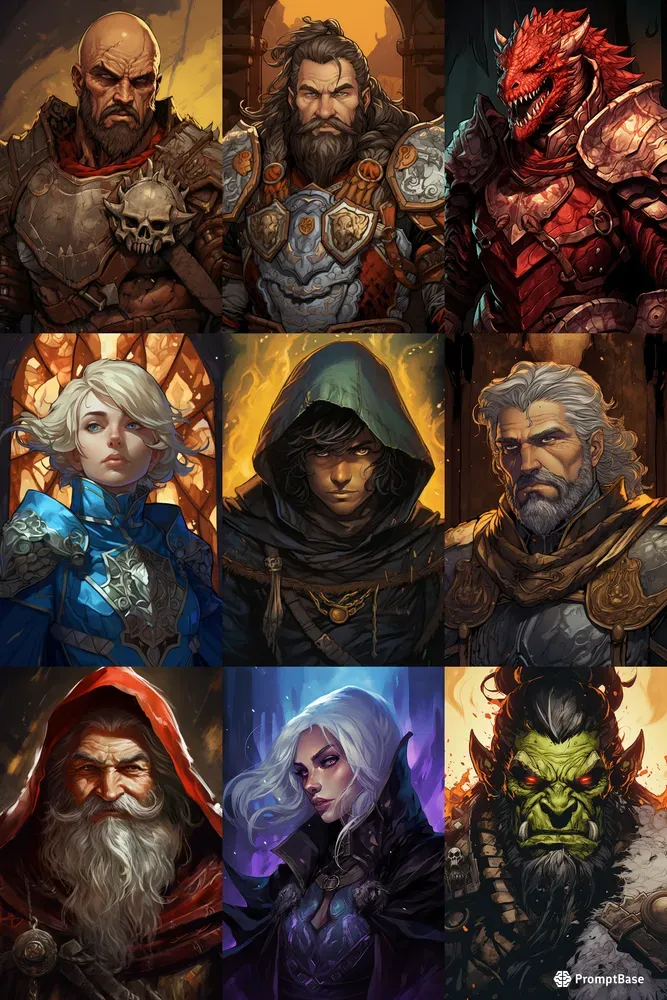 Fantasy Character Portraits Color Painted