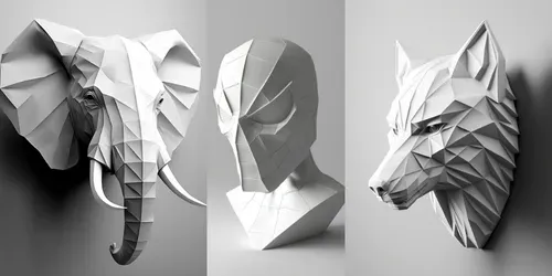 Ceramic Geometric Heads generated by midjourney