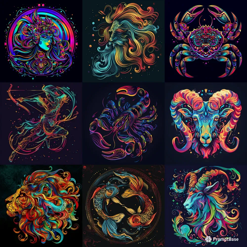 Glowing Zodiac Signs