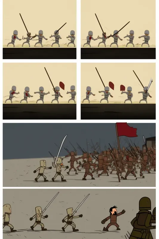 Full Comics Page With Stick Figures