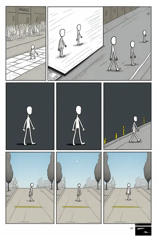 Full Comics Page With Stick Figures