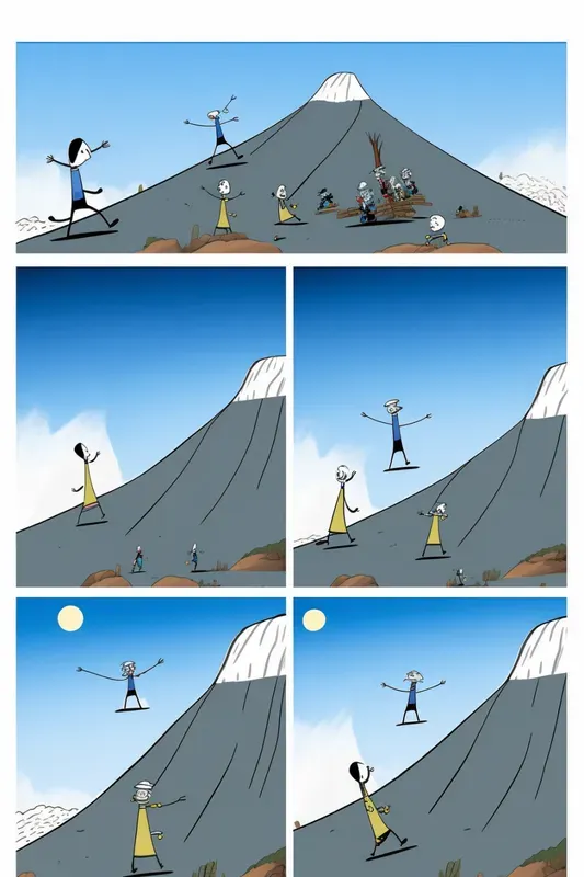 Full Comics Page With Stick Figures