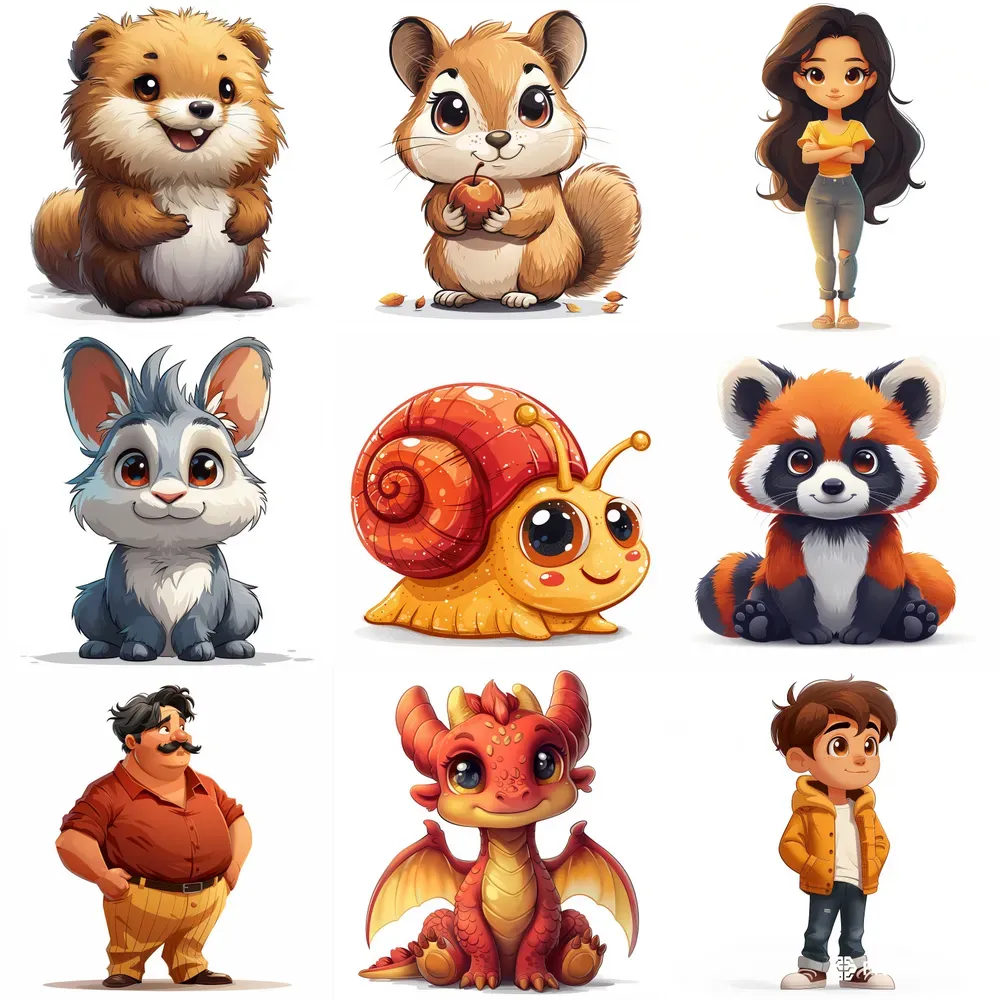 Cute Cartoon Characters People And Animals