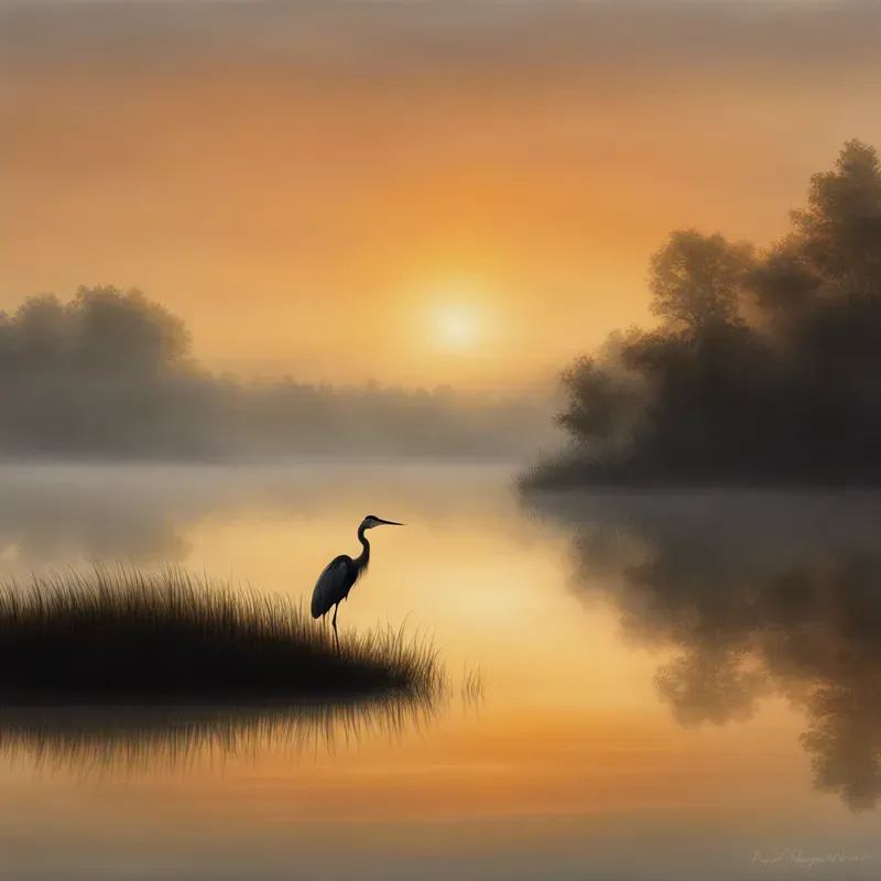 Tranquil Dawns Over Misty Waters