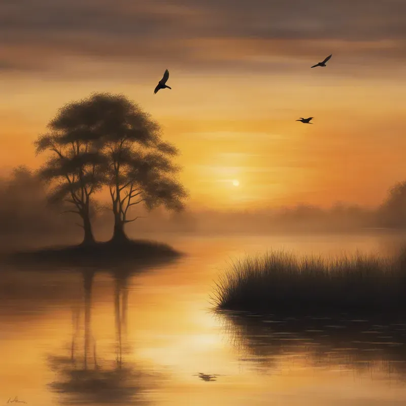 Tranquil Dawns Over Misty Waters