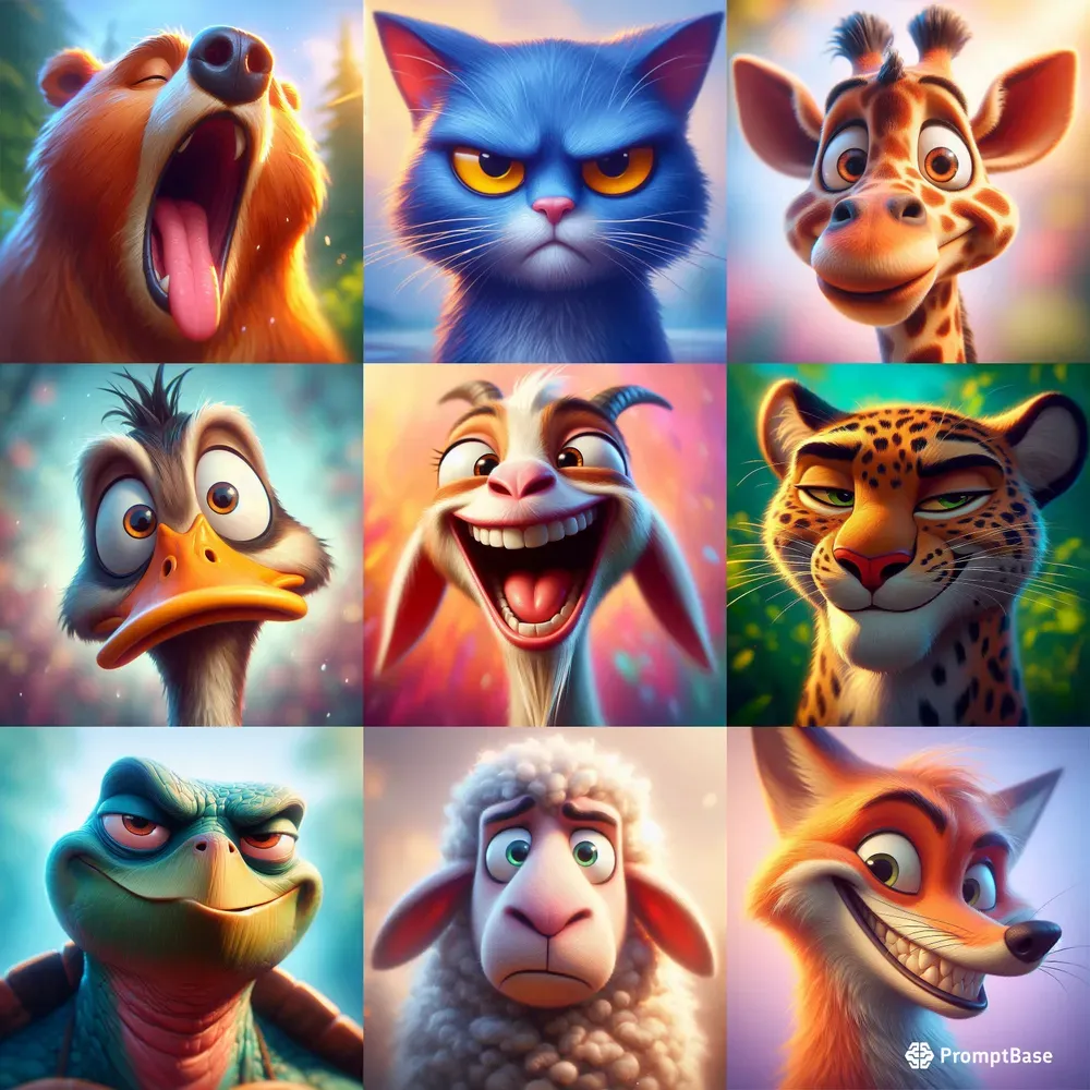 Whimsical Painting Cartoon Animals