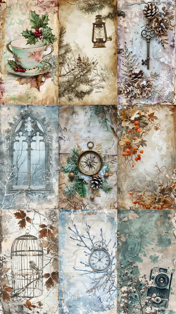 Vintage Winter Junk Journal Cover Designs