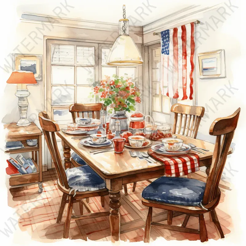Watercolor Clipart Houses Rooms Seasons