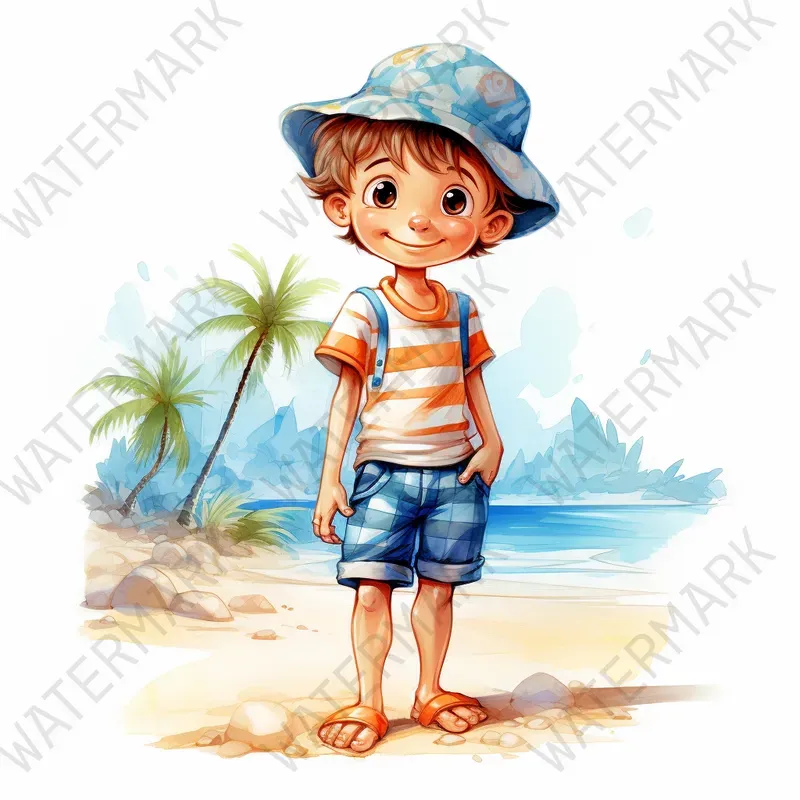 Beach Watercolor Clipart Summer Drawings