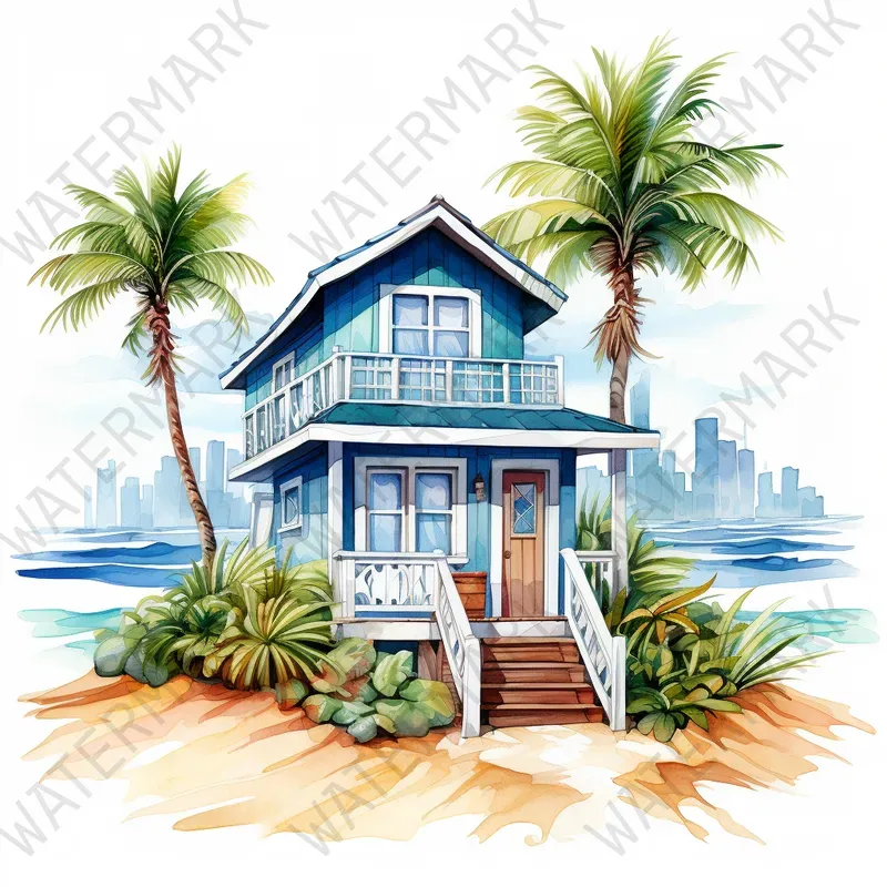 Beach Watercolor Clipart Summer Drawings