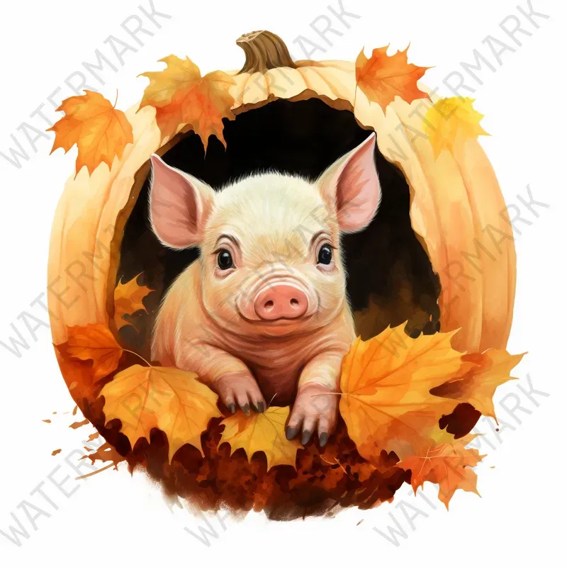 Cute Autumn Animals In Pumpkins Cliparts