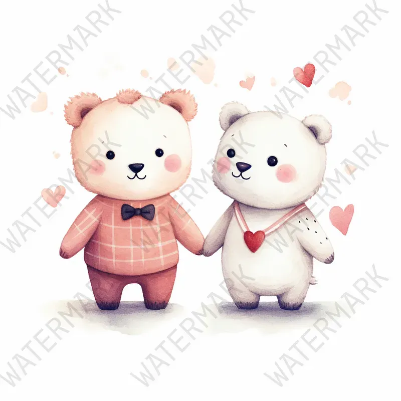Cute Animals Couples In Love Nursery Art