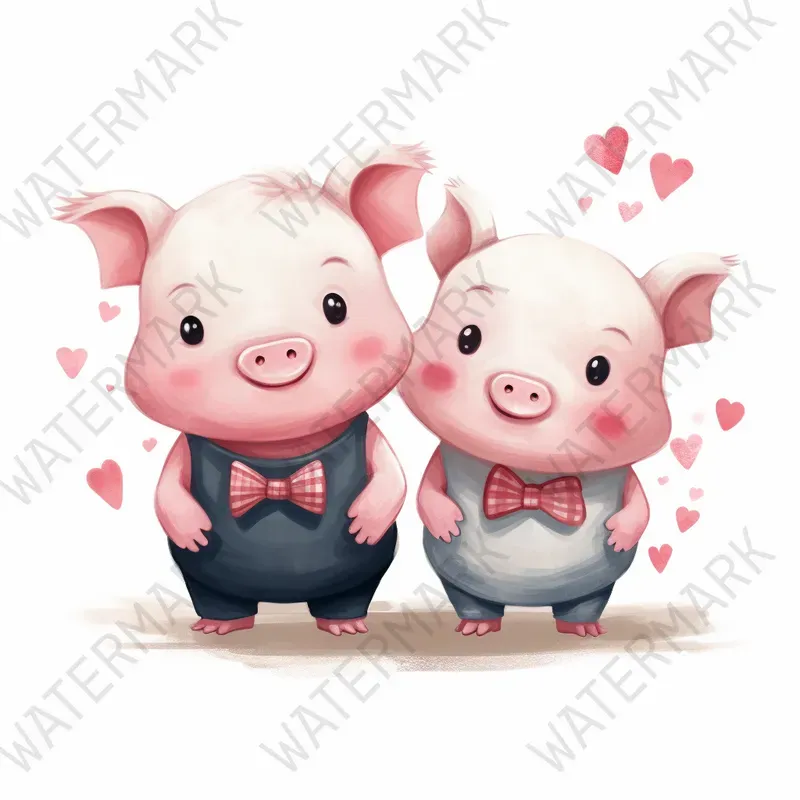Cute Animals Couples In Love Nursery Art
