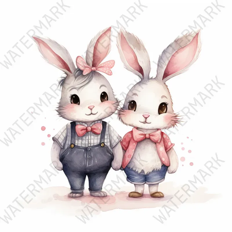 Cute Animals Couples In Love Nursery Art