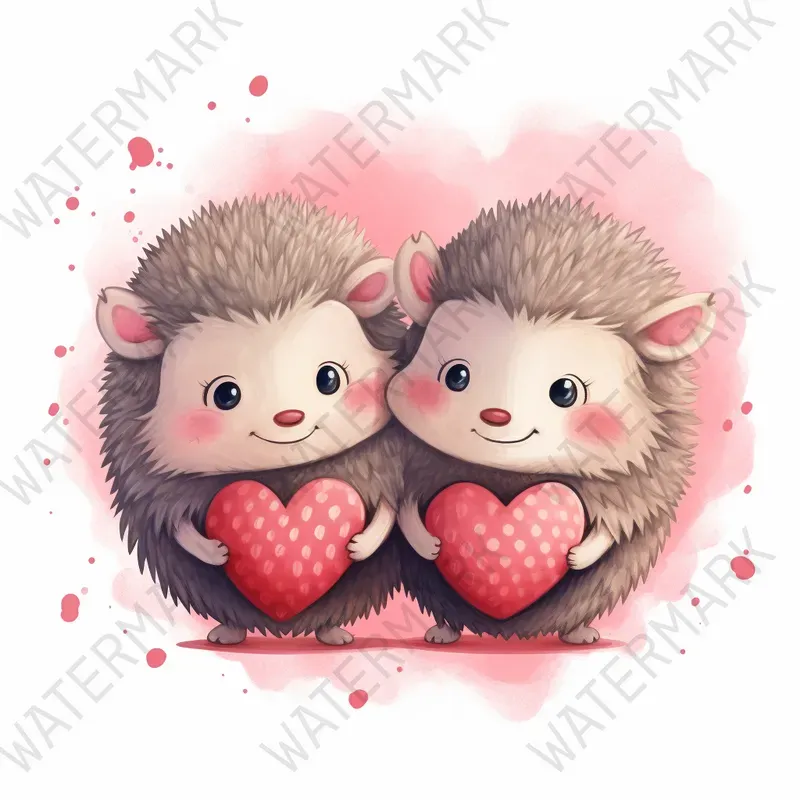 Cute Animals Couples In Love Nursery Art