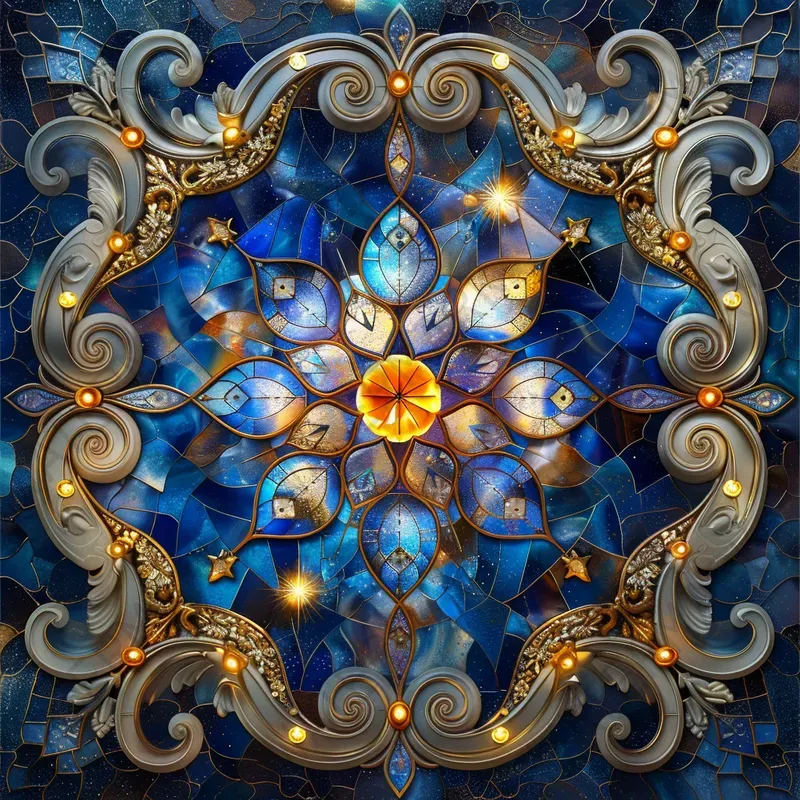 Fantasy Celestial Stained Glass Art