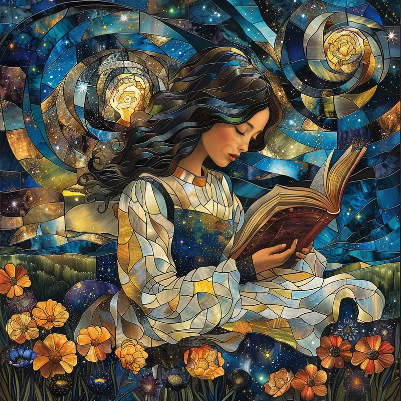 Fantasy Celestial Stained Glass Art