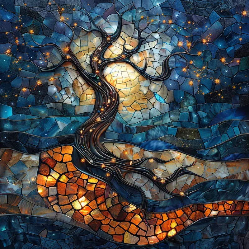 Fantasy Celestial Stained Glass Art