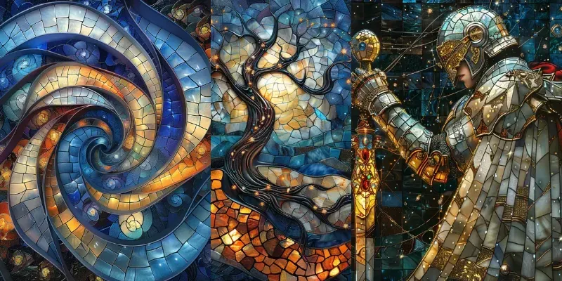 Fantasy Celestial Stained Glass Art generated by undefined
