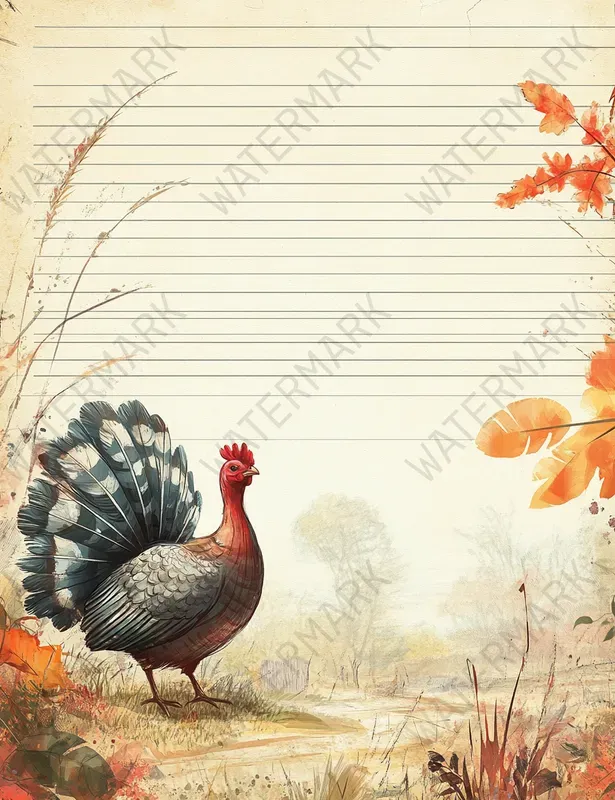 Thanksgiving Autumn Lined Papers