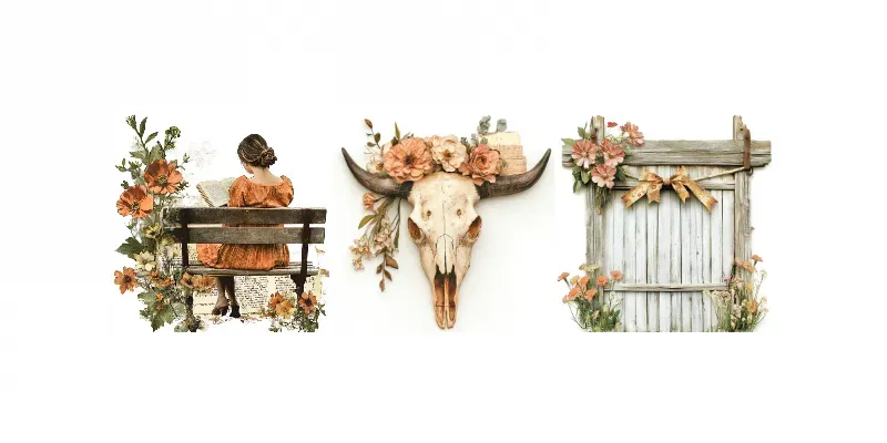 Rustic Country Theme Ephemera Clipart generated by undefined