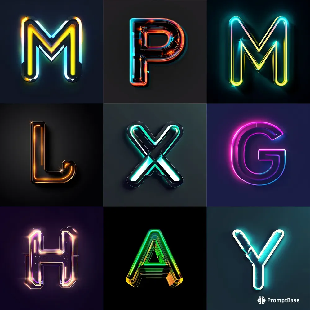 Neon Lights Color Letters Or Numbers