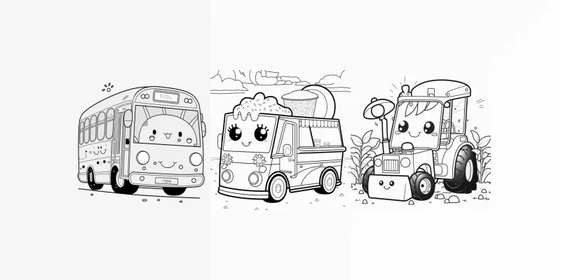 Cute Vehicle Coloring Pages For Kids generated by undefined