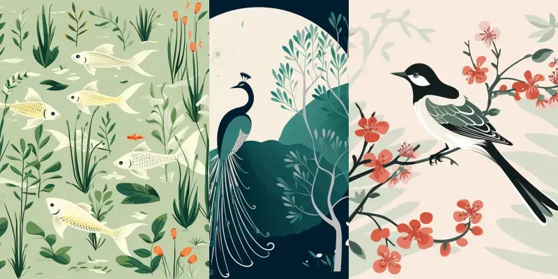 Ancient Chinese Meticulous Flowerandbis generated by undefined