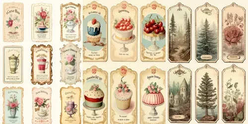 Timeless Vintage Ephemera Labels generated by midjourney