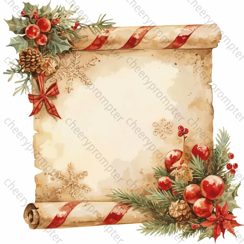 Vintage Christmas Scroll Note Papers