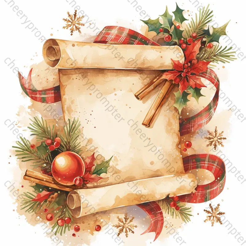 Vintage Christmas Scroll Note Papers