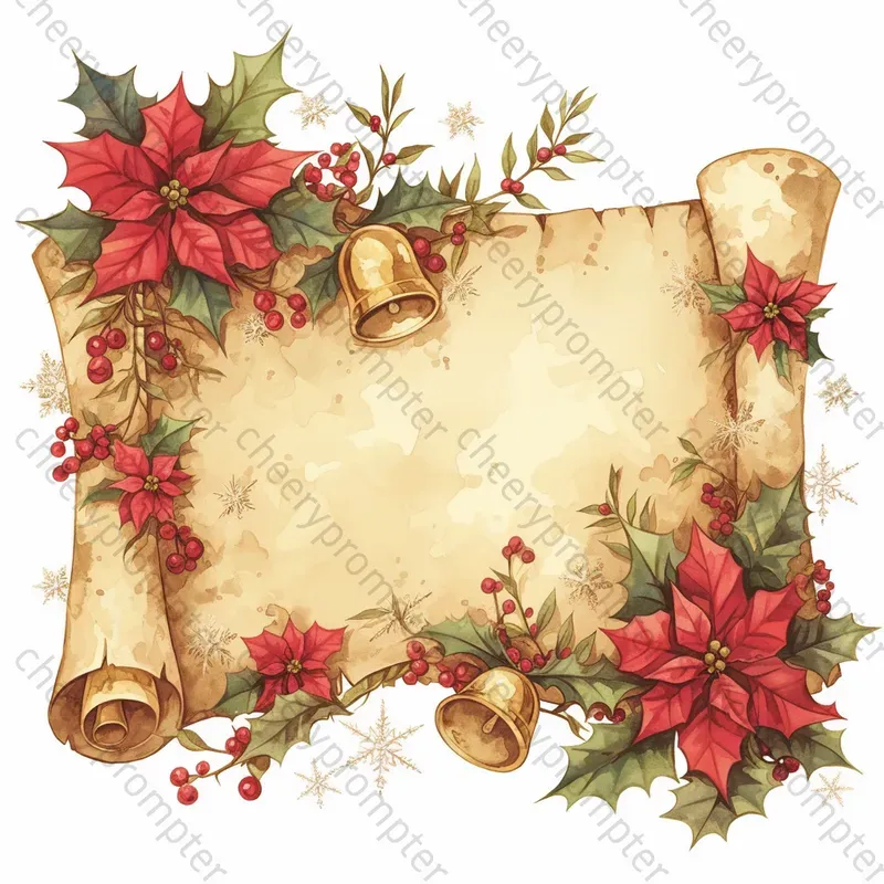 Vintage Christmas Scroll Note Papers