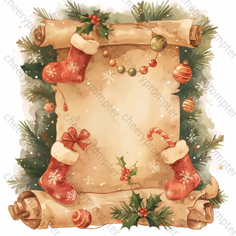 Vintage Christmas Scroll Note Papers