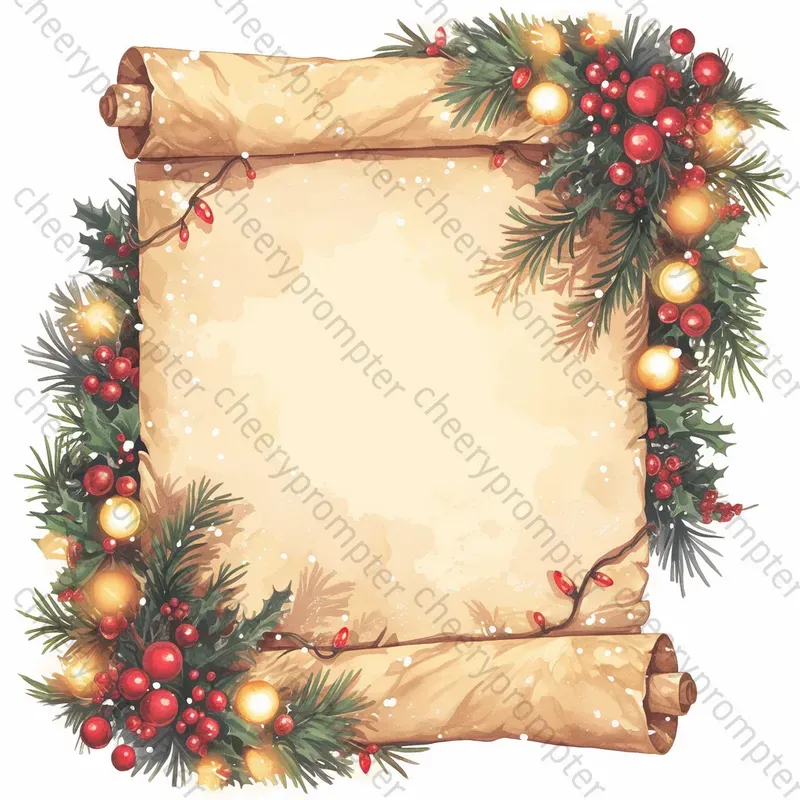 Vintage Christmas Scroll Note Papers