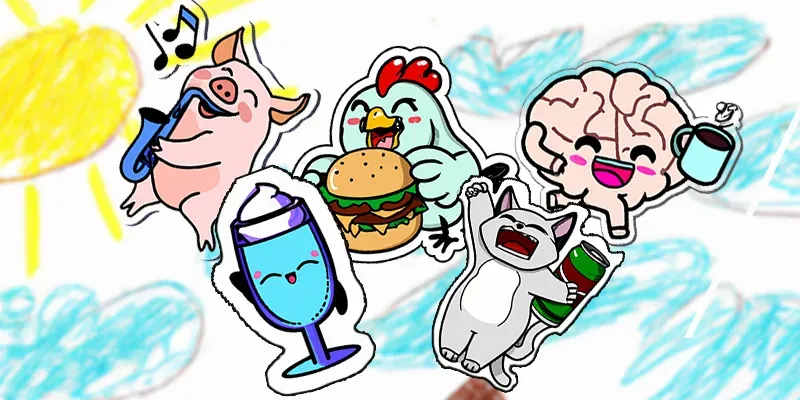 Happy Characters Holding Things Stickers generated by undefined