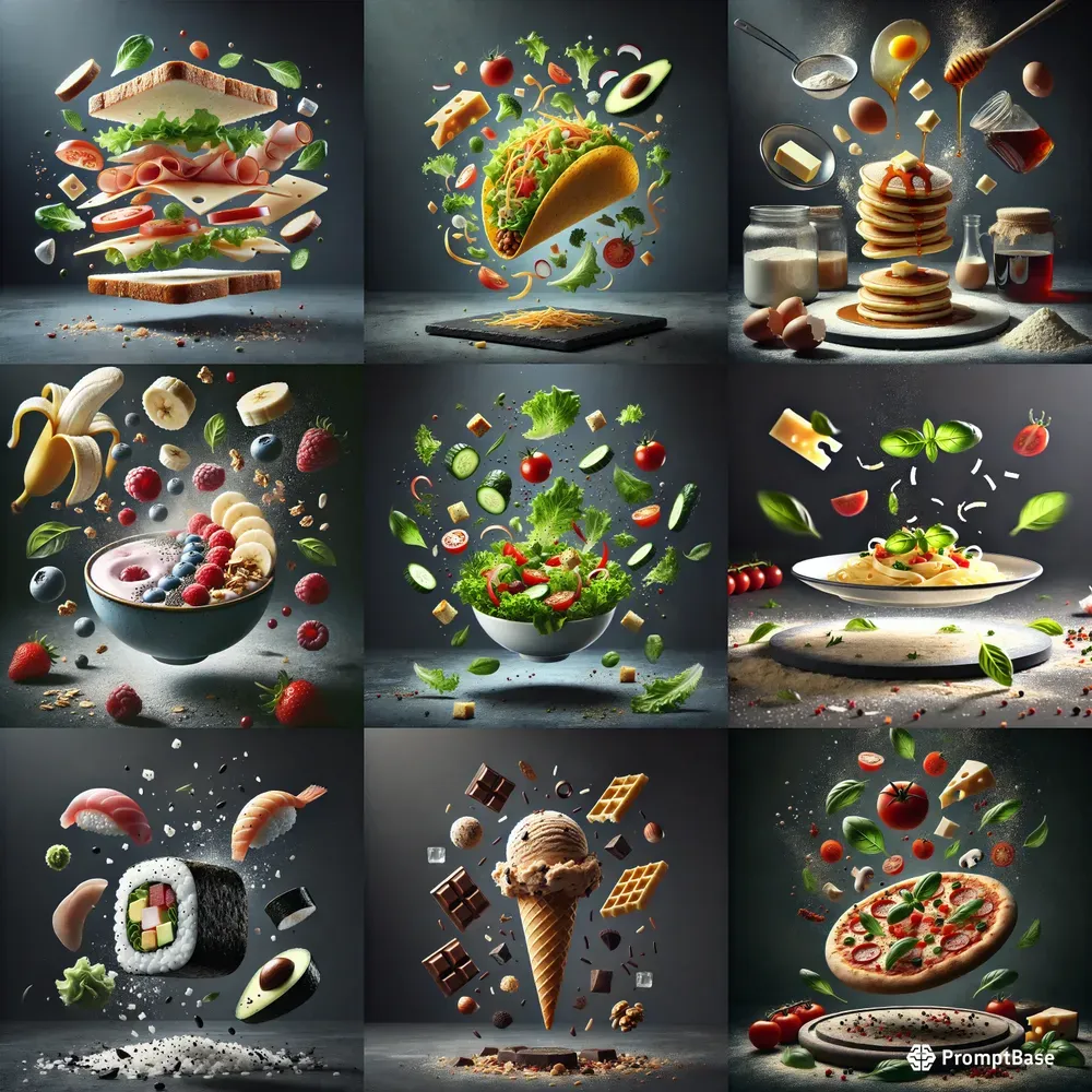 Hyperrealistic Floating Food Art