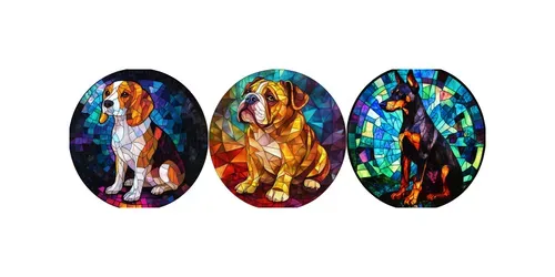 Stained Glass Menagerie Dogs generated by midjourney