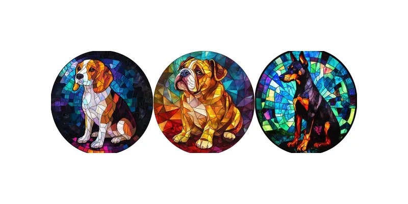 Stained Glass Menagerie Dogs generated by undefined