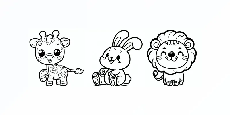 Simple Animal Coloring Pages For Kids generated by undefined