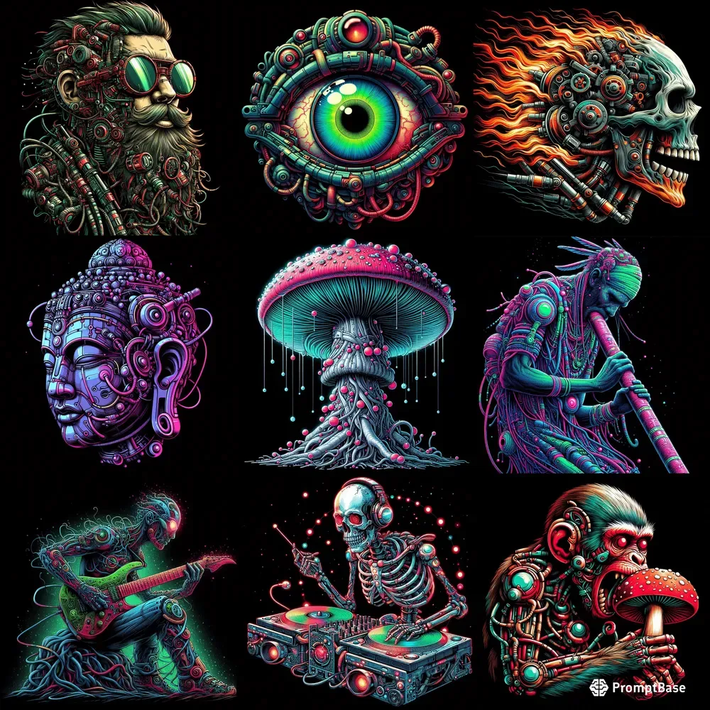 Cybernetic Psychedelic Tshirt Designs