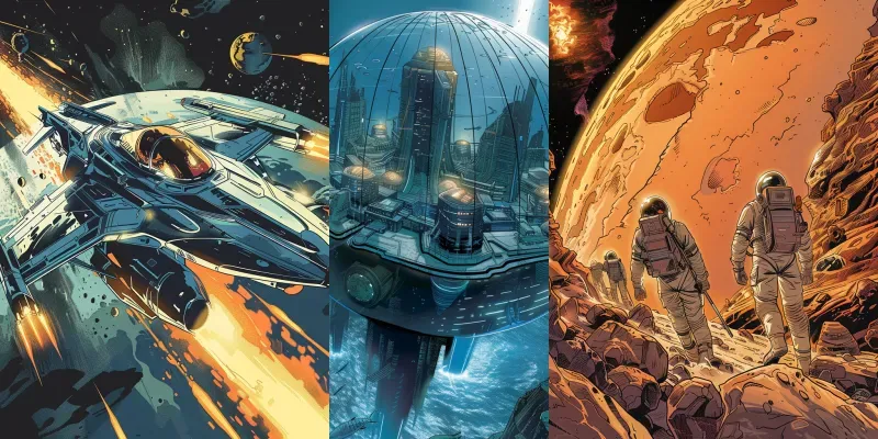 Vibrant Scifi Comic Illustrations generated by undefined